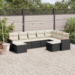 vidaXL Salon de jardin 9 Pièces avec coussins noir résine tressée