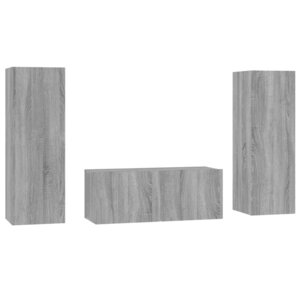 vidaXL Ensemble de meubles TV 3 Pièces Sonoma gris Bois d'ingénierie