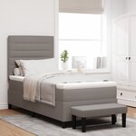 vidaXL Lit à ressort avec matelas et banc taupe 100x200 cm en tissu