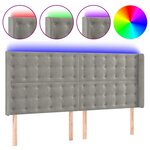 vidaXL Tête de lit à LED Gris clair 183x16x118/128 cm Velours