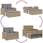 vidaXL Canapé de jardin avec coussins 2 places beige résine tressée