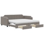 vidaXL Lit de jour avec gigogne et tiroirs taupe 90x200 cm tissu