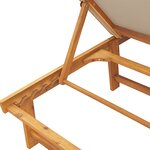 vidaXL Chaise longue et table taupe bois d'acacia solide et textilène
