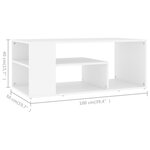 vidaXL Table basse blanc 100x50x40 cm bois d'ingénierie