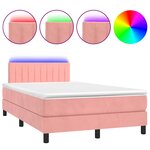 vidaXL Sommier à lattes de lit et matelas LED rose 120x190 cm velours