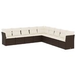 vidaXL Salon de jardin avec coussins 9 Pièces marron résine tressée