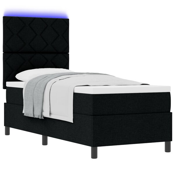 vidaXL Lit à Ressorts avec Matelas & LED Noir 80x200 cm Tissu
