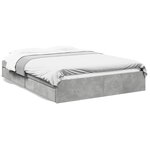 vidaXL Cadre de lit avec tiroirs sans matelas gris béton 150x200 cm