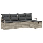 Ensemble de canapé de jardin vidaXL de 5 pièces avec coussins en rotin poly gris clair