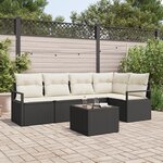 Ensemble de Canapés de Jardin 5 Pièces avec Coussins en Poly Rattan Marron