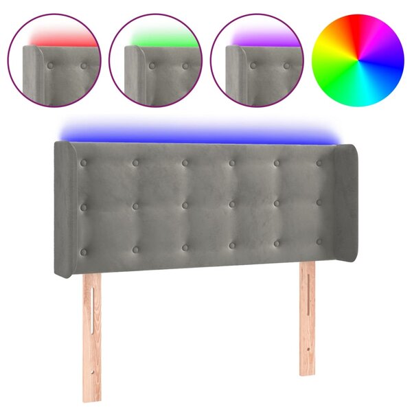 vidaXL Tête de lit à LED Gris clair 83x16x78/88 cm Velours
