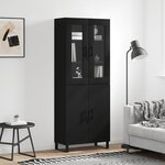 vidaXL Buffet haut Noir 69 5x34x180 cm Bois d'ingénierie