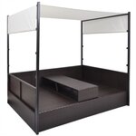 vidaXL Lit de jardin avec auvent Marron 190x130 cm Résine tressée