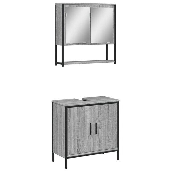 vidaXL Ensemble de meubles de salle de bain 2 Pièces Sonoma gris