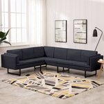 vidaXL Canapé d'angle Gris foncé Tissu