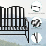 Banc de jardin design contemporain 2 places dim. 108L x 63l x 80H cm métal époxy noir
