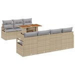 Ensemble de Canapés de Jardin de 8 Pièces avec Coussins Beige Poly Rotin Acacia