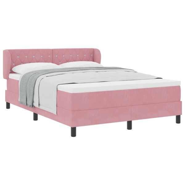 Lit à ressort avec matelas vidaXL Rose 160x200 cm Velours