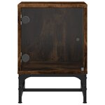 vidaXL Table de chevet avec porte en verre chêne fumé 35x37x50 cm