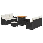 Ensemble de Canapés de Jardin 9 pièces vidaXL avec coussins Noir Rattan Synthétique Acacia