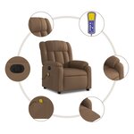 vidaXL Fauteuil inclinable de massage électrique marron tissu