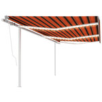 vidaXL Auvent automatique capteur de vent et LED 6x3 5 m Orange marron