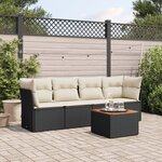 vidaXL Salon de jardin 5 Pièces avec coussins noir résine tressée