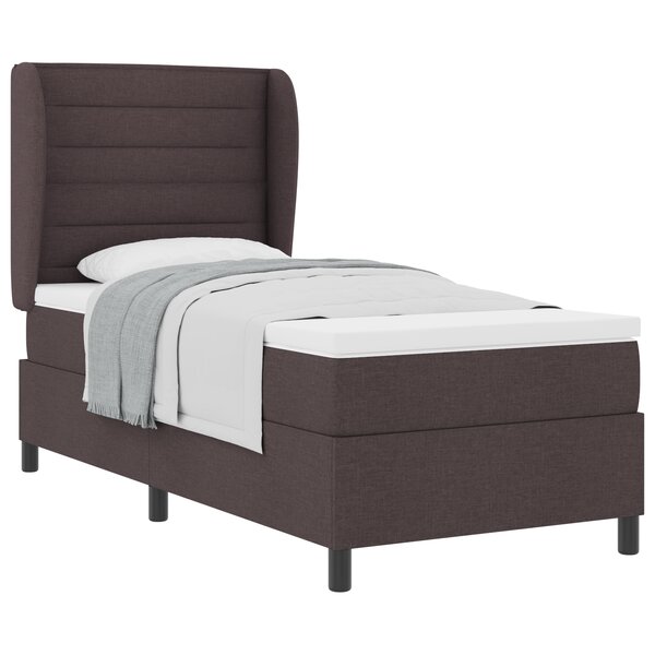Lit Box Spring avec Matelas vidaXL Marron Foncé 90x190 cm Tissu