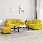 vidaXL Ensemble de canapés 3 Pièces avec coussins jaune velours