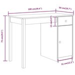 vidaXL Bureau 100x50x75 cm Bois massif de pin