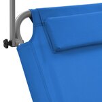 vidaXL Chaise longue pliable avec auvent et roues Acier Bleu