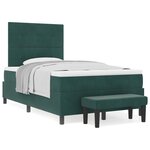 vidaXL Lit à Sommier avec Matelas & Banc Vert Foncé 120x200 cm Velours
