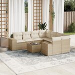 vidaXL Salon de jardin avec coussins 9 Pièces beige résine tressée