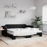 vidaXL Lit de jour avec lit gigogne noir 90x190 cm tissu
