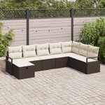 vidaXL Ensemble de Canapé de Jardin en 8 Pièces avec Coussins Marron