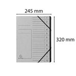 Trieur Agrafé Avec Élastiques Intérieur Noir 12 Compartiments - A4 - Gris - X 10 - Exacompta
