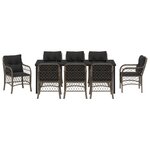 vidaXL Ensemble de salle à manger de jardin 9 pièces avec coussins gris en poly rattan