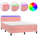 vidaXL Sommier à lattes de lit avec matelas et LED Rose 140x200 cm