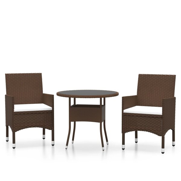 vidaXL Mobilier à dîner de jardin 3 Pièces Résine tressée Marron