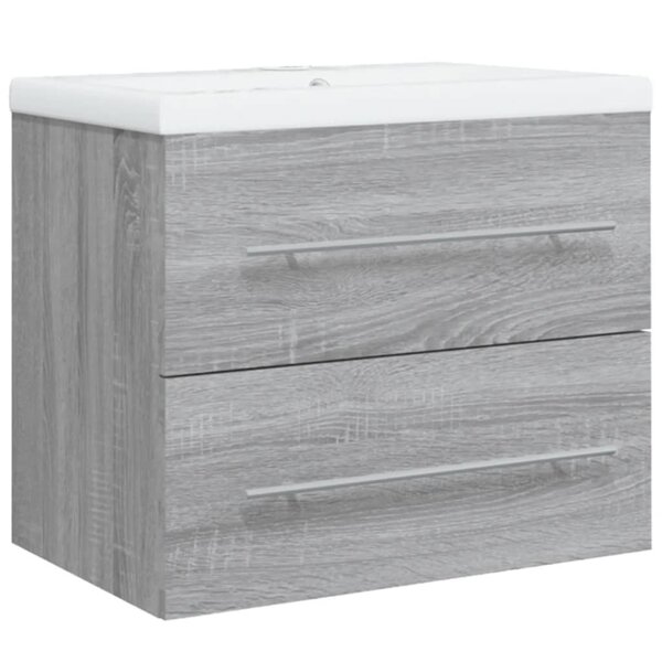 vidaXL Meuble lavabo avec bassin intégré Sonoma gris Bois d'ingénierie