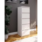 Commode CHELSEA 5 tiroirs - 41 8 x 42 2 x 128 1 cm- blanc mat