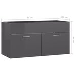 vidaXL Armoire d'évier et lavabo intégré Gris brillant Bois ingénierie