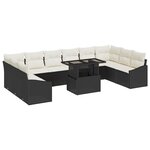 vidaXL Ensemble de canapé de jardin de 11 pièces avec coussins noirs en poly rotin