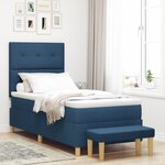 Lit Box Spring vidaXL avec Matelas et Banc Bleu 100x200 cm en Tissu