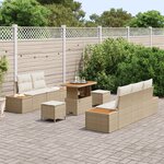 vidaXL Ensemble de Canapés de Jardin 8 Pièces avec Coussins Beige en Rattan Synthétique Acacia