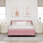 Lit à ressort avec matelas vidaXL Rose 160x200 cm Velours
