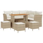 Ensemble de Canapés de Jardin vidaXL 9 pièces avec Coussins Beige Rattan Poly Acacia