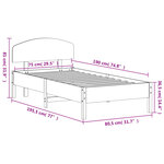 vidaXL Cadre de lit sans matelas cire marron 75x190 cm bois pin massif