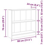 vidaXL Bibliothèque Gris béton 80x24x75 cm Bois d'ingénierie