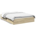 vidaXL Cadre de lit et tiroirs chêne sonoma 135x190 cm bois ingénierie